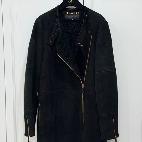 Gucci × Tom Ford 聯名款 黑色 麂皮 真皮 大衣 長版大衣 長大衣 皮外套 夾克