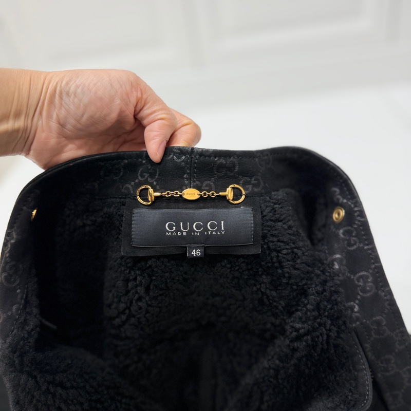 Gucci × Tom Ford 聯名款 黑色 麂皮 真皮 大衣 長版大衣 長大衣 皮外套 夾克-8