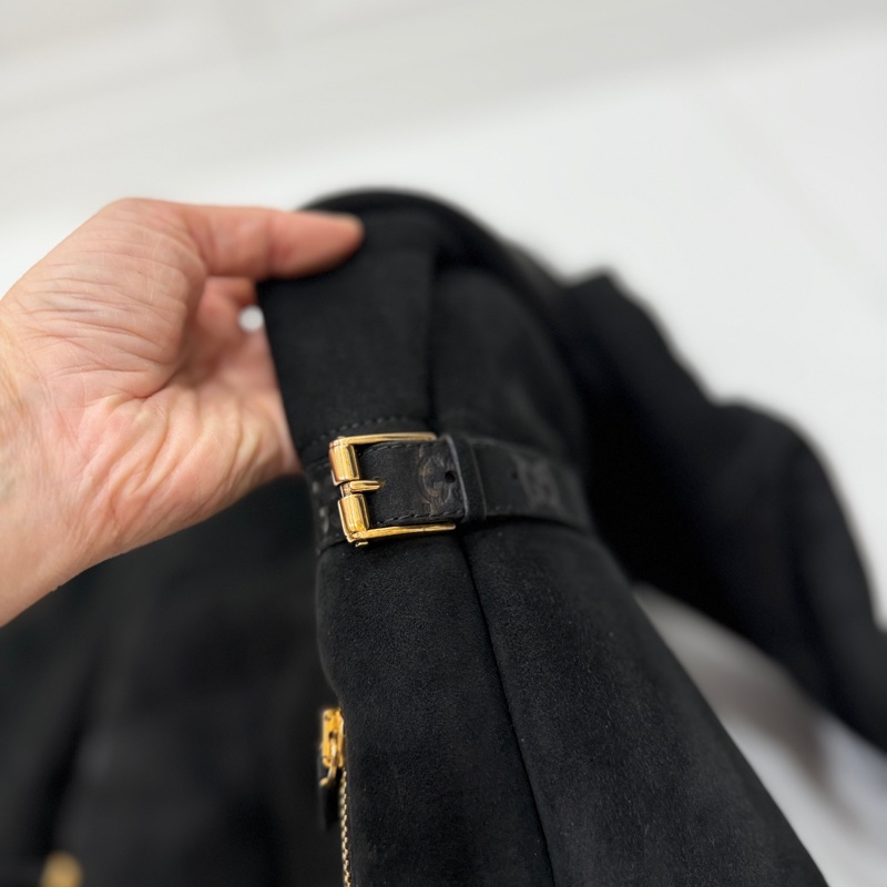 Gucci × Tom Ford 聯名款 黑色 麂皮 真皮 大衣 長版大衣 長大衣 皮外套 夾克-11