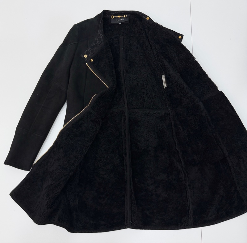 Gucci × Tom Ford 聯名款 黑色 麂皮 真皮 大衣 長版大衣 長大衣 皮外套 夾克-15