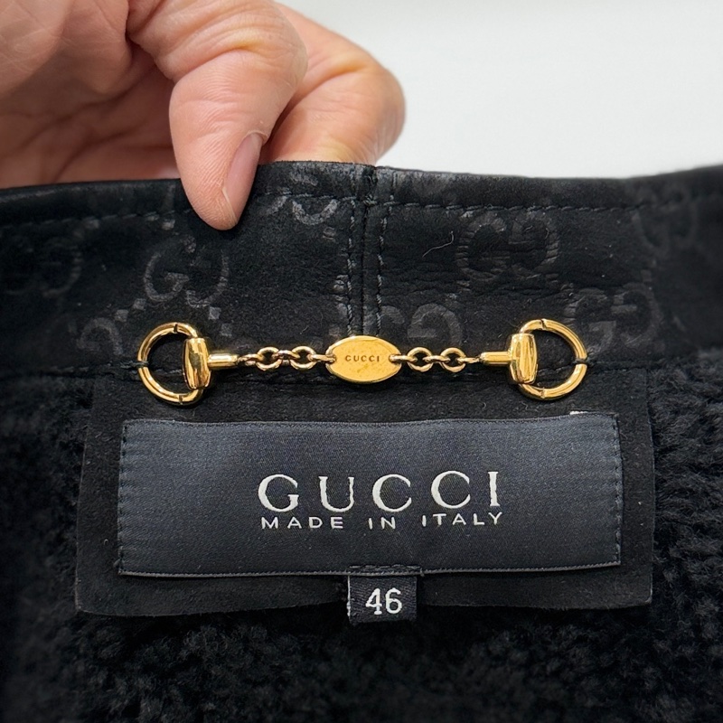 Gucci × Tom Ford 聯名款 黑色 麂皮 真皮 大衣 長版大衣 長大衣 皮外套 夾克-24