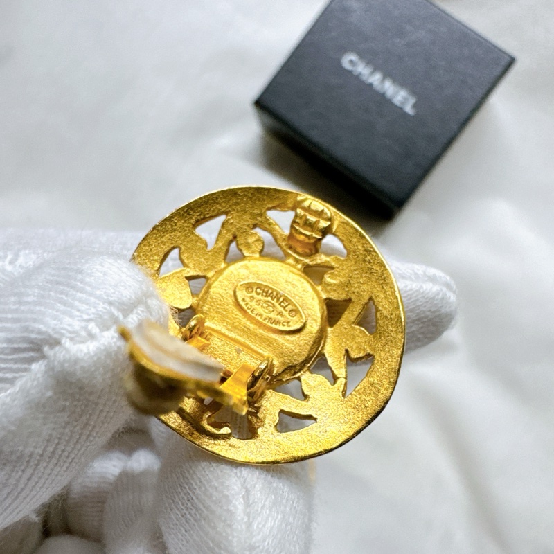 二手正品Chanel香奈兒埃及白珍珠耳環 香奈兒耳環 香奈兒耳夾 古董耳夾 香奈兒珠寶-12