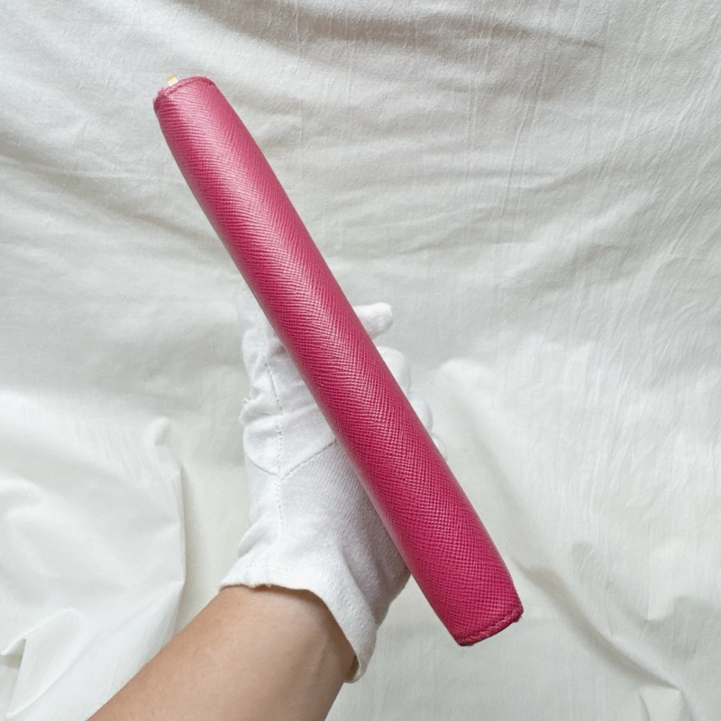 二手正品Prada桃粉色ㄇ字拉鍊長夾 Prada長夾 Prada皮夾 Prada包-3