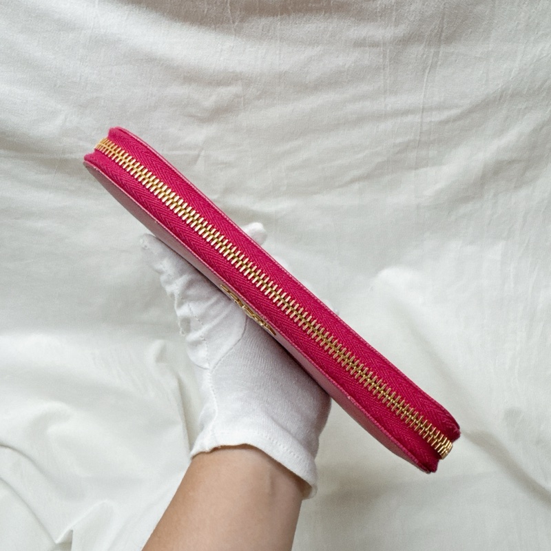 二手正品Prada桃粉色ㄇ字拉鍊長夾 Prada長夾 Prada皮夾 Prada包-12