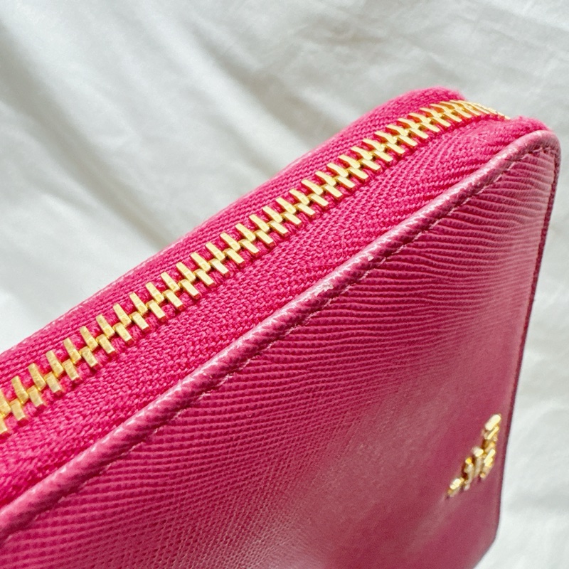 二手正品Prada桃粉色ㄇ字拉鍊長夾 Prada長夾 Prada皮夾 Prada包-18