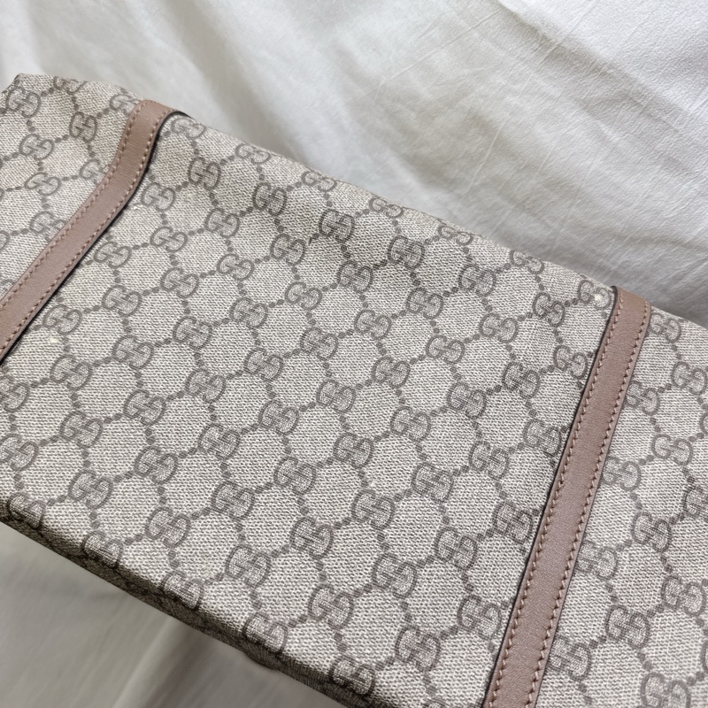 二手正品Gucci 經典老花馬蹄扣托特包 GG PVC Supreme Gucci托特包 Gucci包 媽媽包-7
