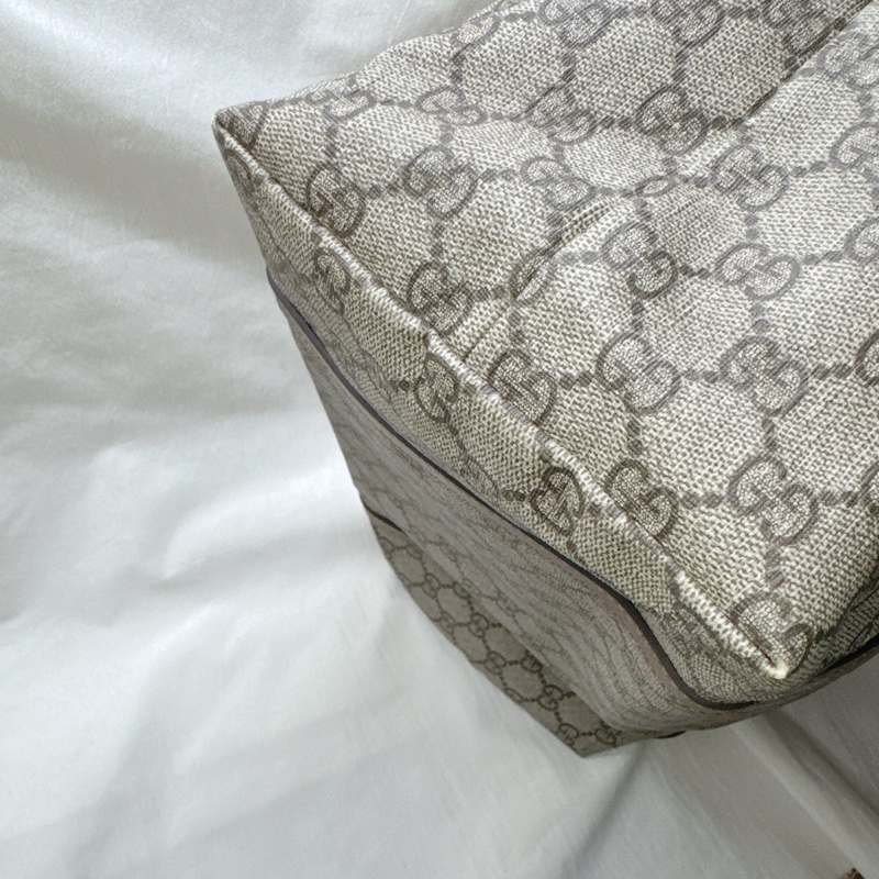 二手正品Gucci 經典老花馬蹄扣托特包 GG PVC Supreme Gucci托特包 Gucci包 媽媽包-8