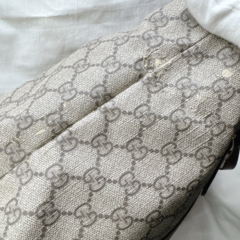 二手正品Gucci 經典老花馬蹄扣托特包 GG PVC Supreme Gucci托特包 Gucci包 媽媽包-22