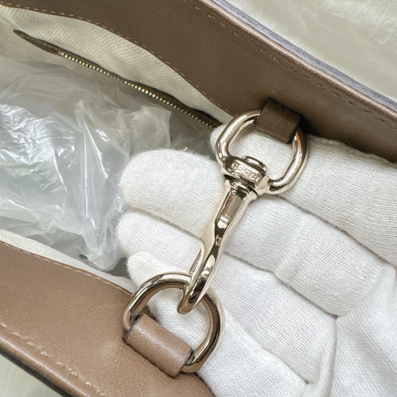 二手正品Gucci 經典老花馬蹄扣托特包 GG PVC Supreme Gucci托特包 Gucci包 媽媽包-38