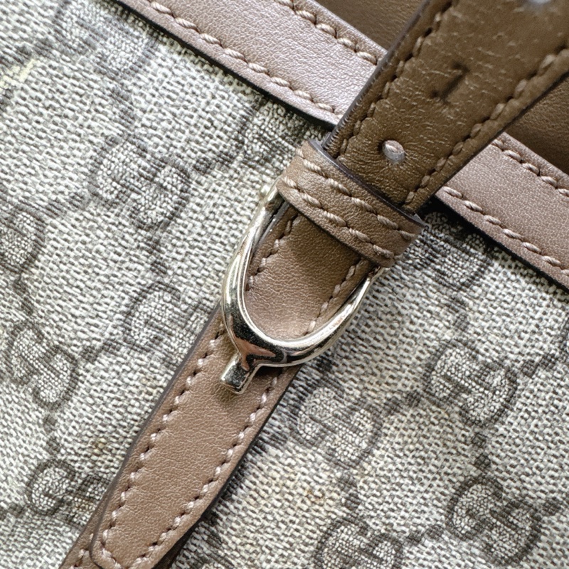 二手正品Gucci 經典老花馬蹄扣托特包 GG PVC Supreme Gucci托特包 Gucci包 媽媽包-39