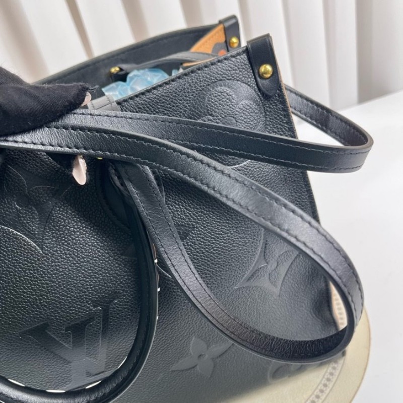 LV路易威登 21年票 芯片款 Onthego中號托特包 壓紋老花拼豹紋限量款 時尚大方-21