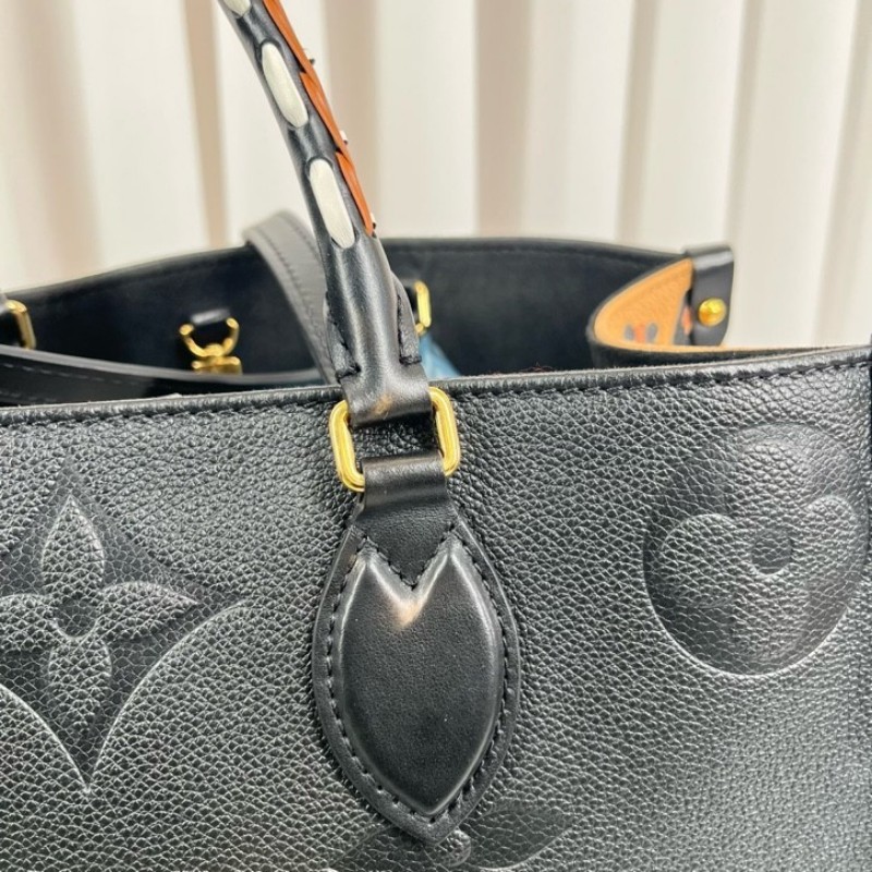 LV路易威登 21年票 芯片款 Onthego中號托特包 壓紋老花拼豹紋限量款 時尚大方-22