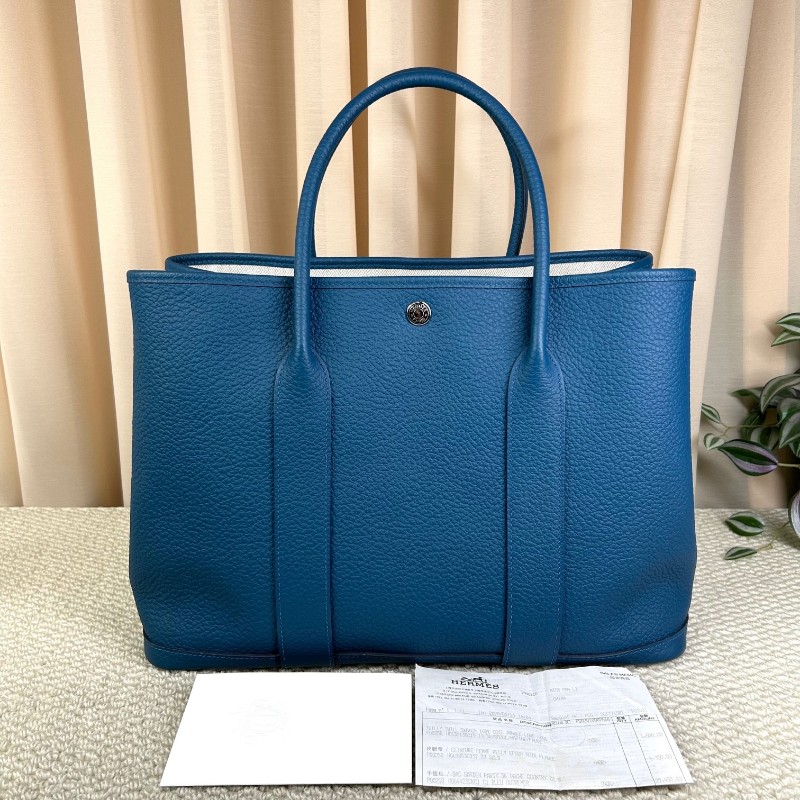 愛馬仕Hermes花園36藍色銀扣 D刻 容量大 內裡乾淨-1