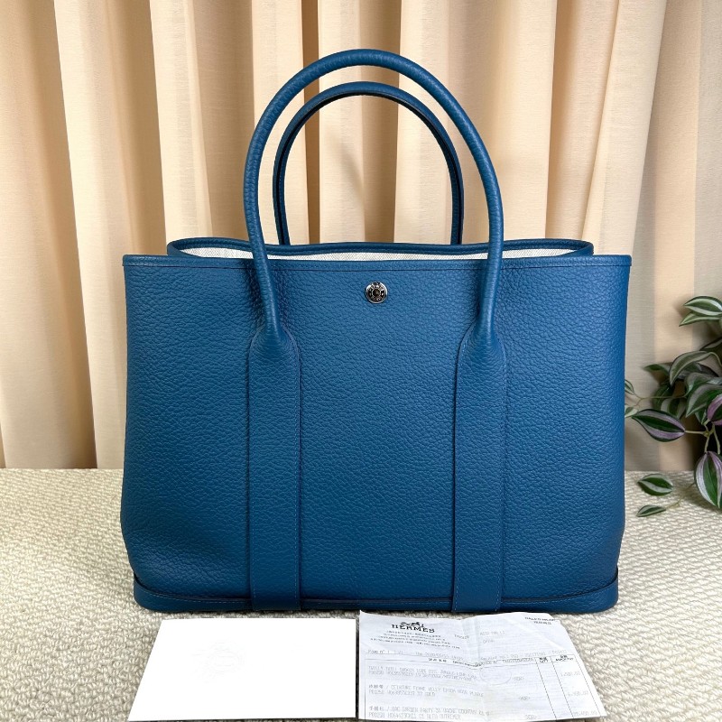 愛馬仕Hermes花園36藍色銀扣 D刻 容量大 內裡乾淨-5