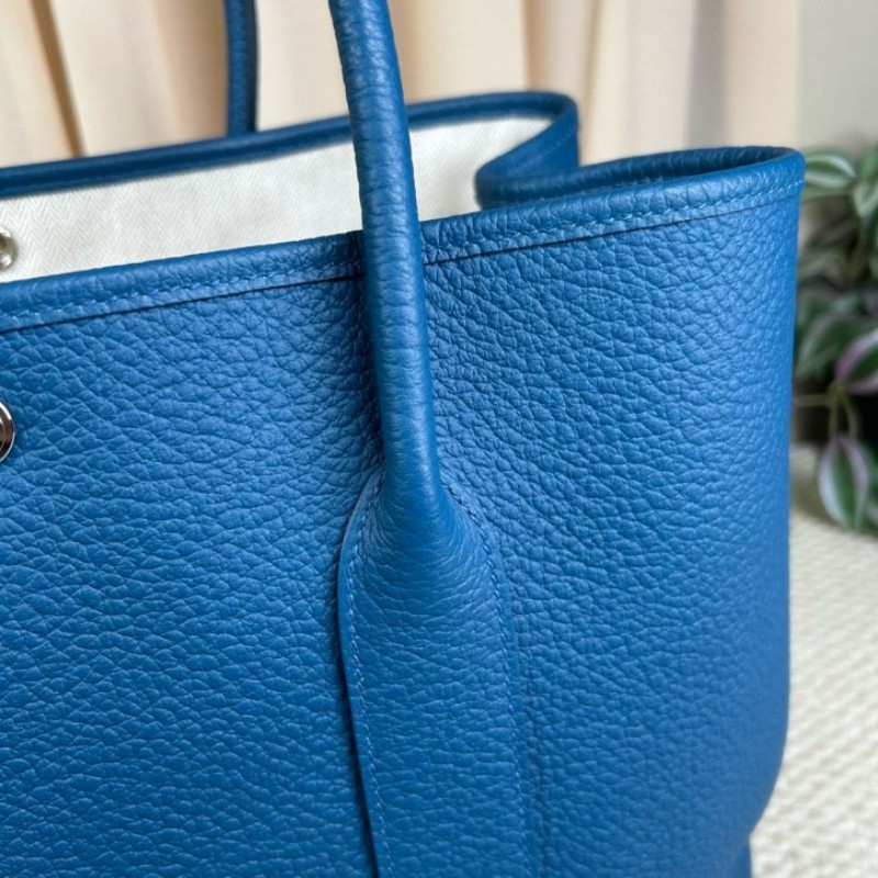 愛馬仕Hermes花園36藍色銀扣 D刻 容量大 內裡乾淨-9