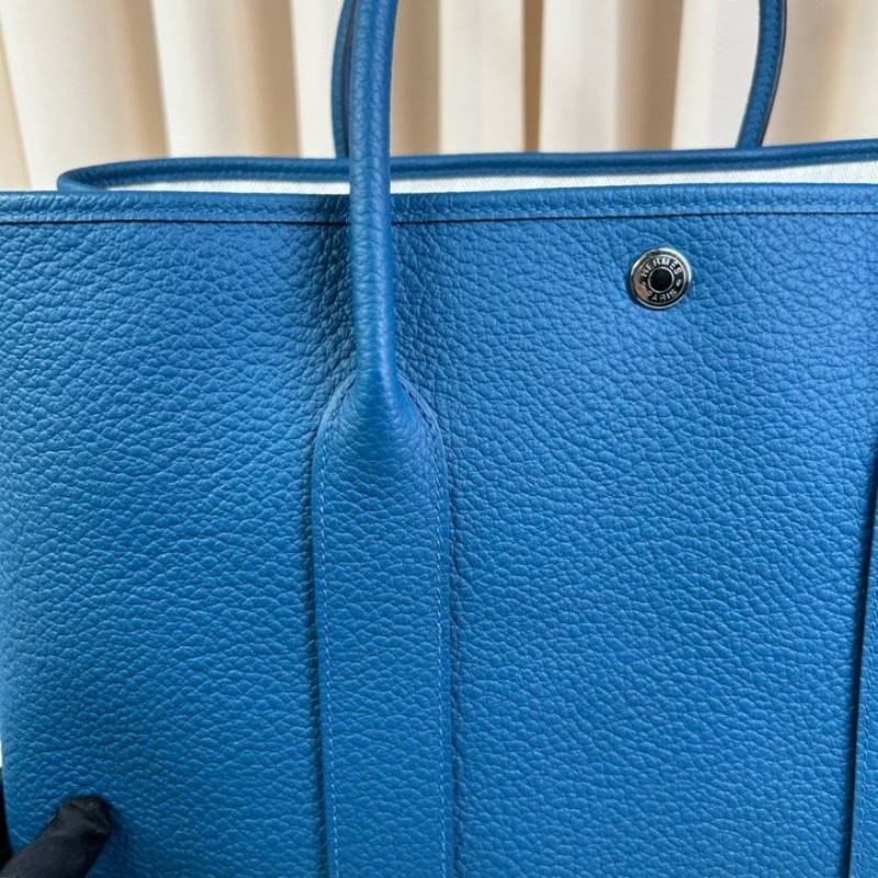 愛馬仕Hermes花園36藍色銀扣 D刻 容量大 內裡乾淨-10