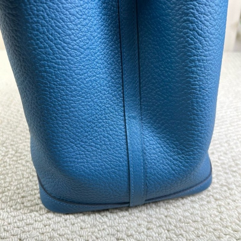 愛馬仕Hermes花園36藍色銀扣 D刻 容量大 內裡乾淨-12