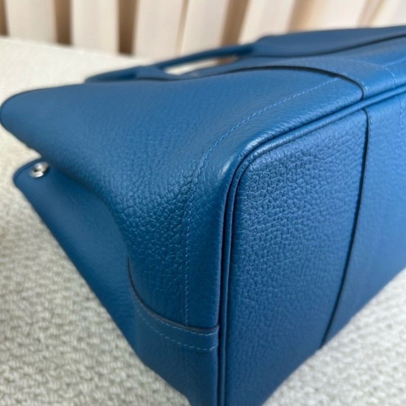 愛馬仕Hermes花園36藍色銀扣 D刻 容量大 內裡乾淨-16