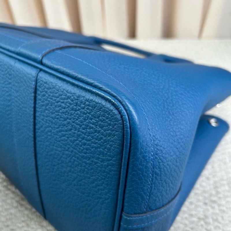 愛馬仕Hermes花園36藍色銀扣 D刻 容量大 內裡乾淨-17