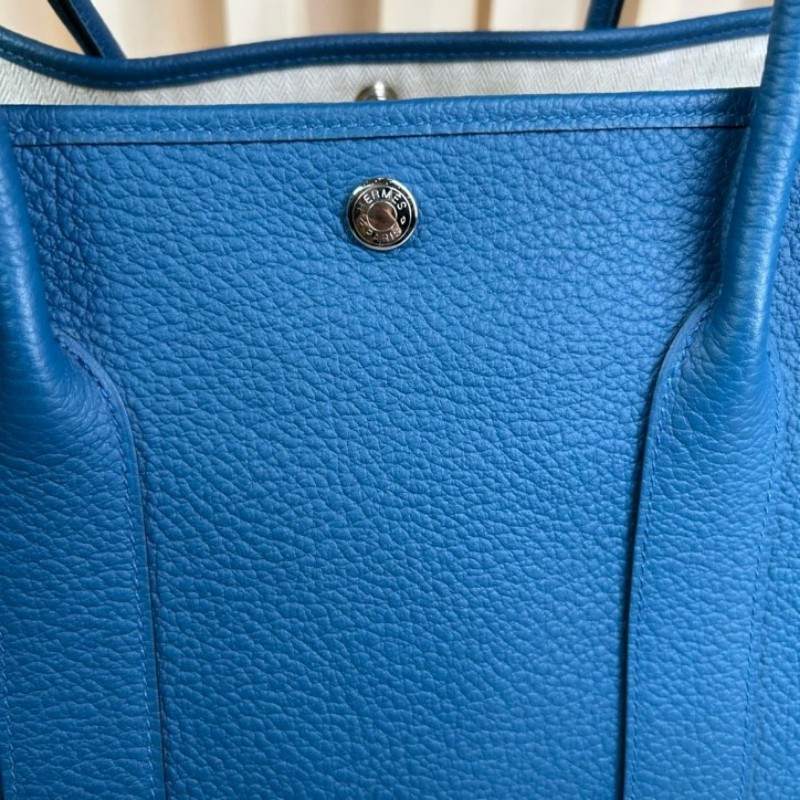 愛馬仕Hermes花園36藍色銀扣 D刻 容量大 內裡乾淨-19