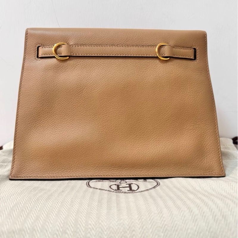 Hermes愛馬仕 Kelly danse 奶茶色金扣 evercolor皮 U刻-2