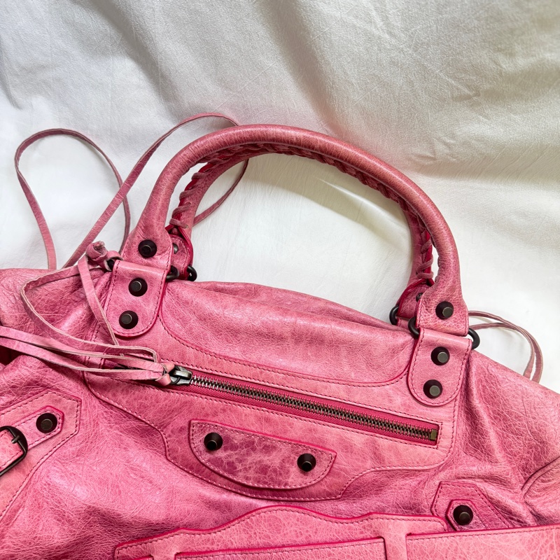 二手正品Balenciaga巴黎世家Classic Twiggy蜜桃復古羊皮機車包2way巴黎世家包 巴黎世家機車包-3