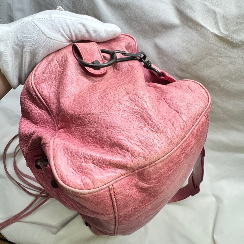 二手正品Balenciaga巴黎世家Classic Twiggy蜜桃復古羊皮機車包2way巴黎世家包 巴黎世家機車包-8