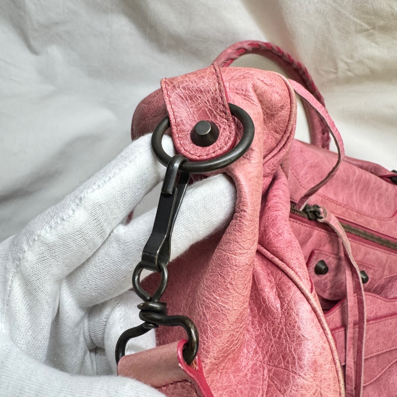 二手正品Balenciaga巴黎世家Classic Twiggy蜜桃復古羊皮機車包2way巴黎世家包 巴黎世家機車包-12