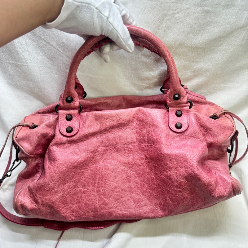 二手正品Balenciaga巴黎世家Classic Twiggy蜜桃復古羊皮機車包2way巴黎世家包 巴黎世家機車包-21