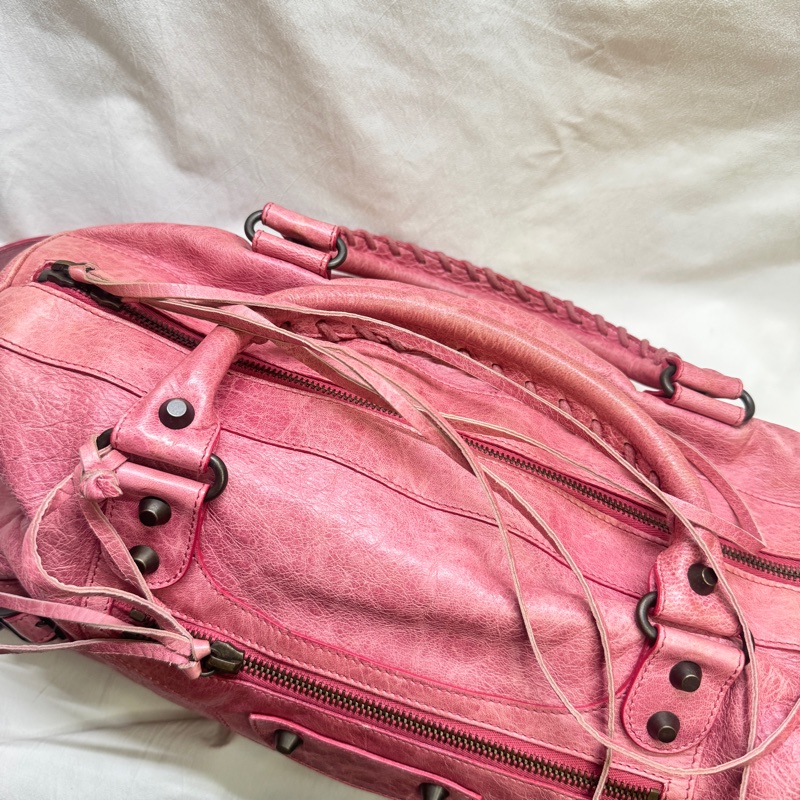 二手正品Balenciaga巴黎世家Classic Twiggy蜜桃復古羊皮機車包2way巴黎世家包 巴黎世家機車包-31