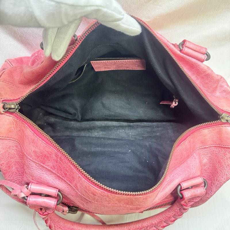 二手正品Balenciaga巴黎世家Classic Twiggy蜜桃復古羊皮機車包2way巴黎世家包 巴黎世家機車包-32
