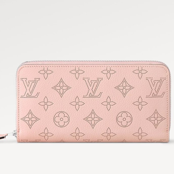 Louis Vuitton - 粉色牛皮雕花簍空Mahina拉鍊長夾-0