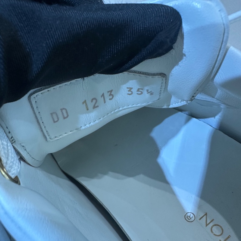 98新 lv 路易威登 白色老花浮雕logo 滿印 time out 系帶 圓頭 老花尾 低幫板鞋 松糕鞋 35.5碼   無附件-4