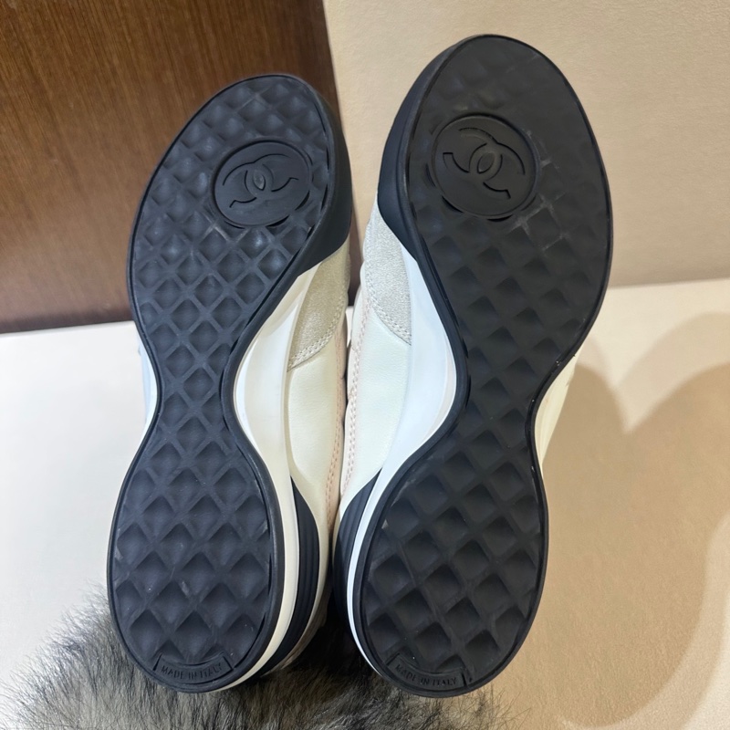 99新 CHANEL/香奈兒 白色菱格紋 德訓鞋 雙c標誌 系帶圓頭設計 平底舒適  粉色走線很特別 適合四季穿著 時尚百搭 36碼 僅落地一次-4