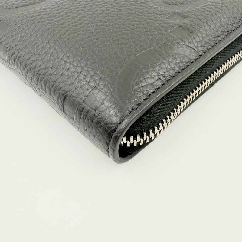 GUCCI - 黑色牛皮GG壓紋拉鍊JUMBO長夾-5