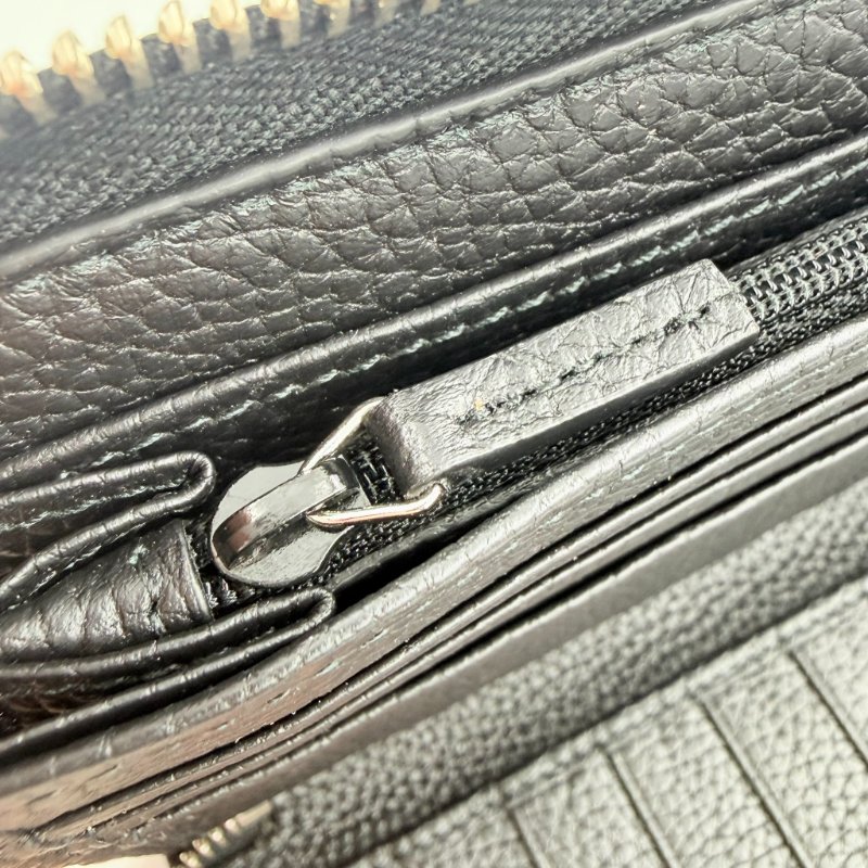 GUCCI - 黑色牛皮GG壓紋拉鍊JUMBO長夾-14