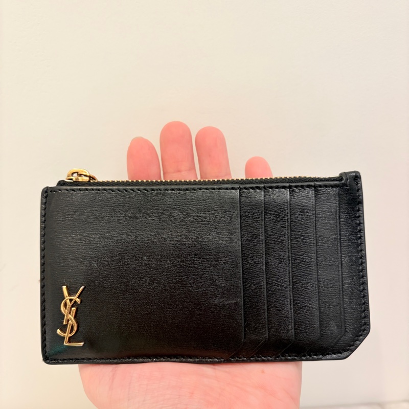 YSL小牛皮卡夾 多層式拉鍊卡片套-3