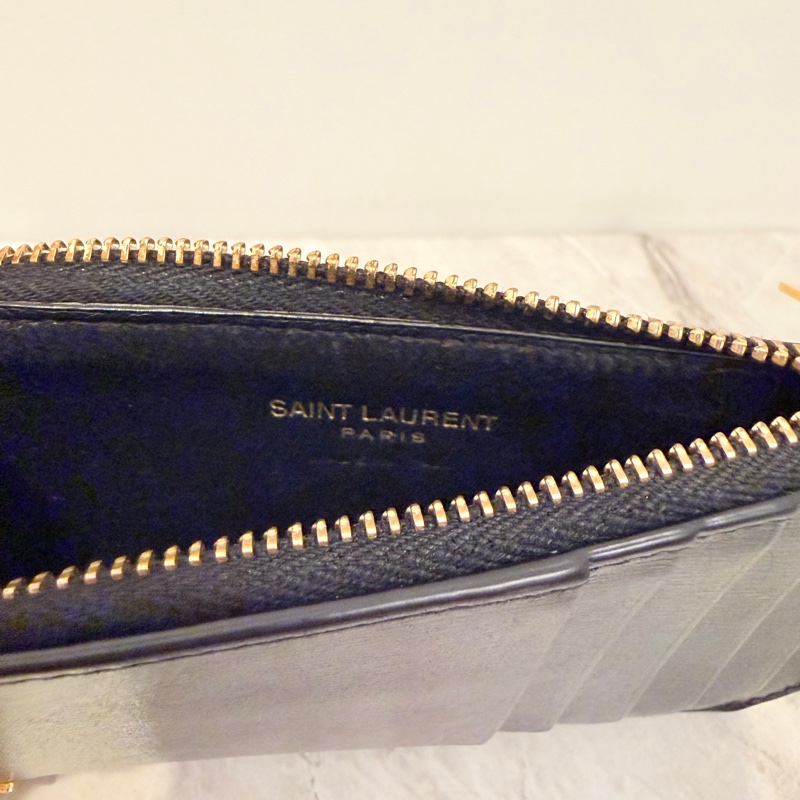 YSL小牛皮卡夾 多層式拉鍊卡片套-4