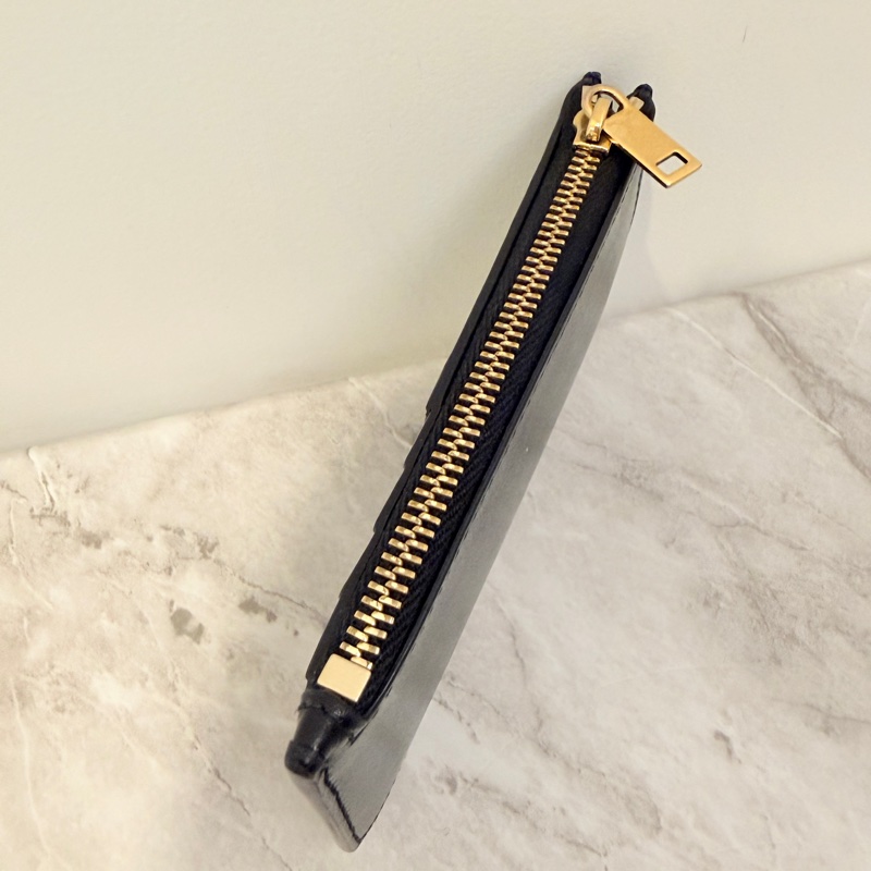 YSL小牛皮卡夾 多層式拉鍊卡片套-5