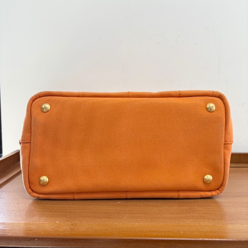 Prada 沙灘包橙色手提包 29*18.5 98新配件塵袋-4