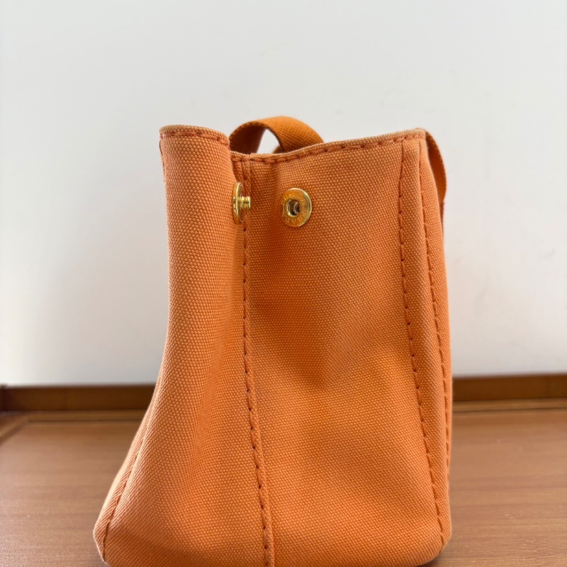 Prada 沙灘包橙色手提包 29*18.5 98新配件塵袋-5