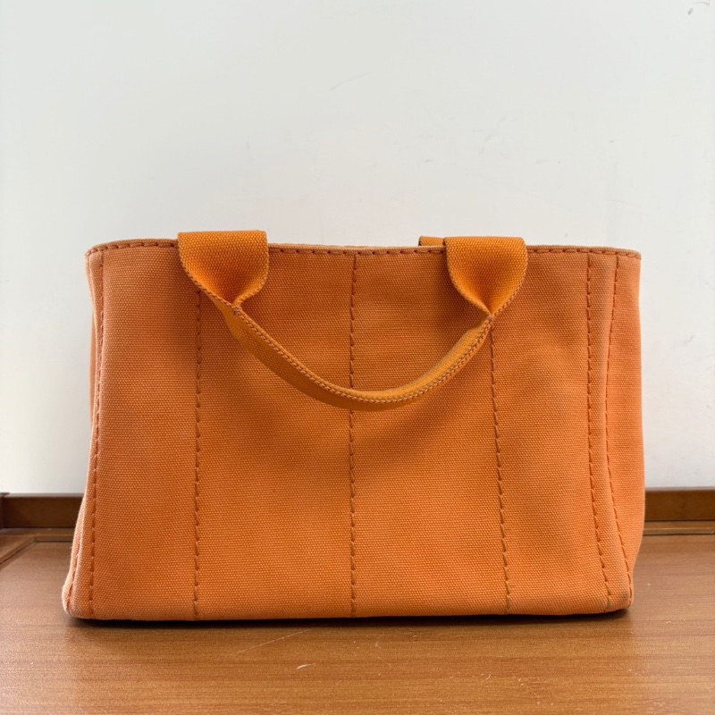 Prada 沙灘包橙色手提包 29*18.5 98新配件塵袋-6