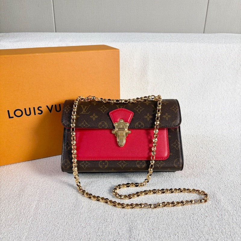 LV老花Victoire維多利亞肩背斜背包芯片款 26*17*10 全新閒置盒子塵袋購證-2