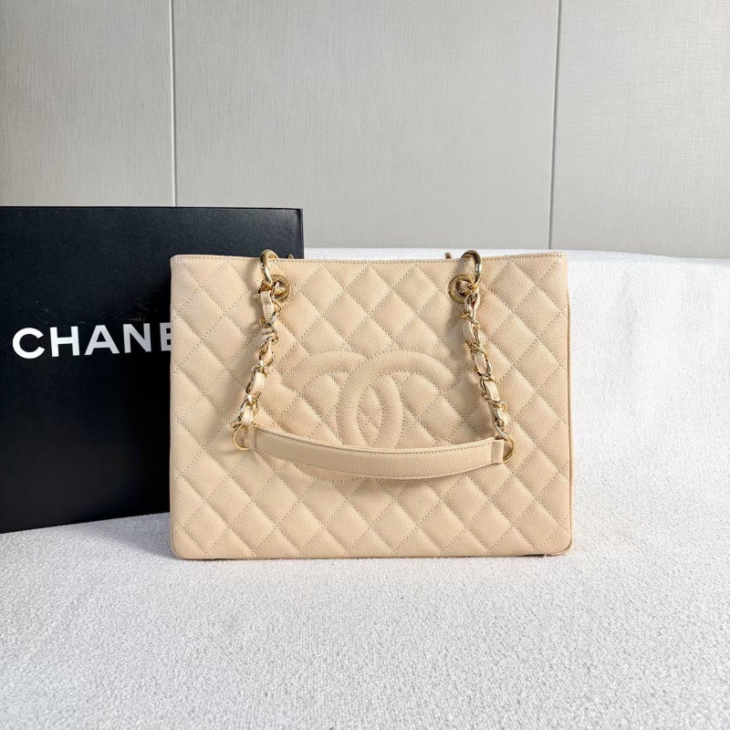 Chanel GST奶茶色金扣 荔枝皮34*24*13 99新塵袋盒子保卡-1