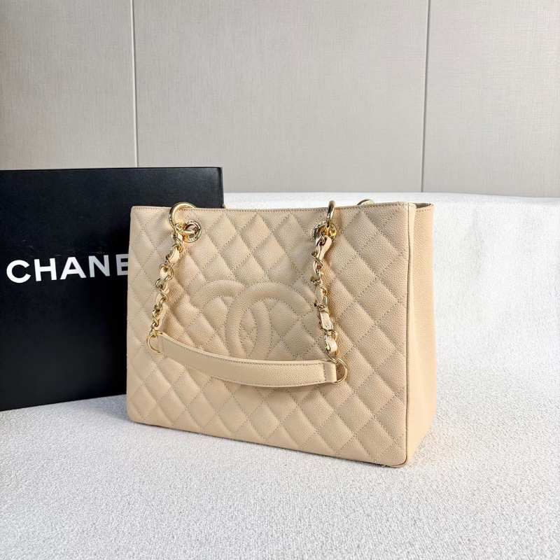 Chanel GST奶茶色金扣 荔枝皮34*24*13 99新塵袋盒子保卡-3
