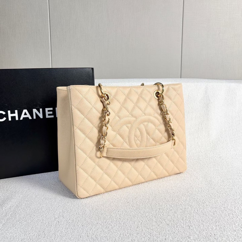 Chanel GST奶茶色金扣 荔枝皮34*24*13 99新塵袋盒子保卡-5