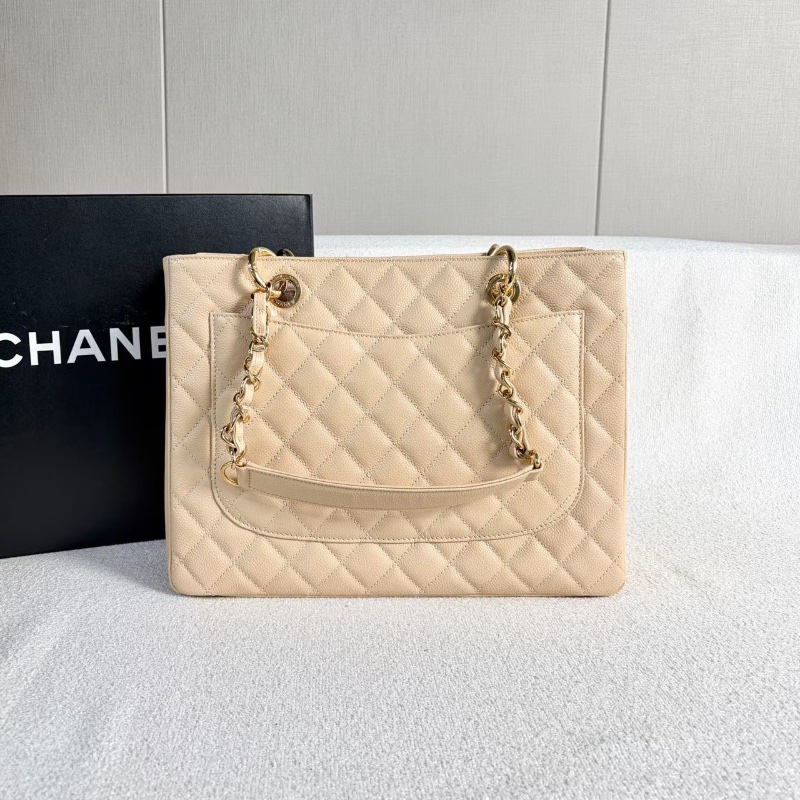 Chanel GST奶茶色金扣 荔枝皮34*24*13 99新塵袋盒子保卡-6