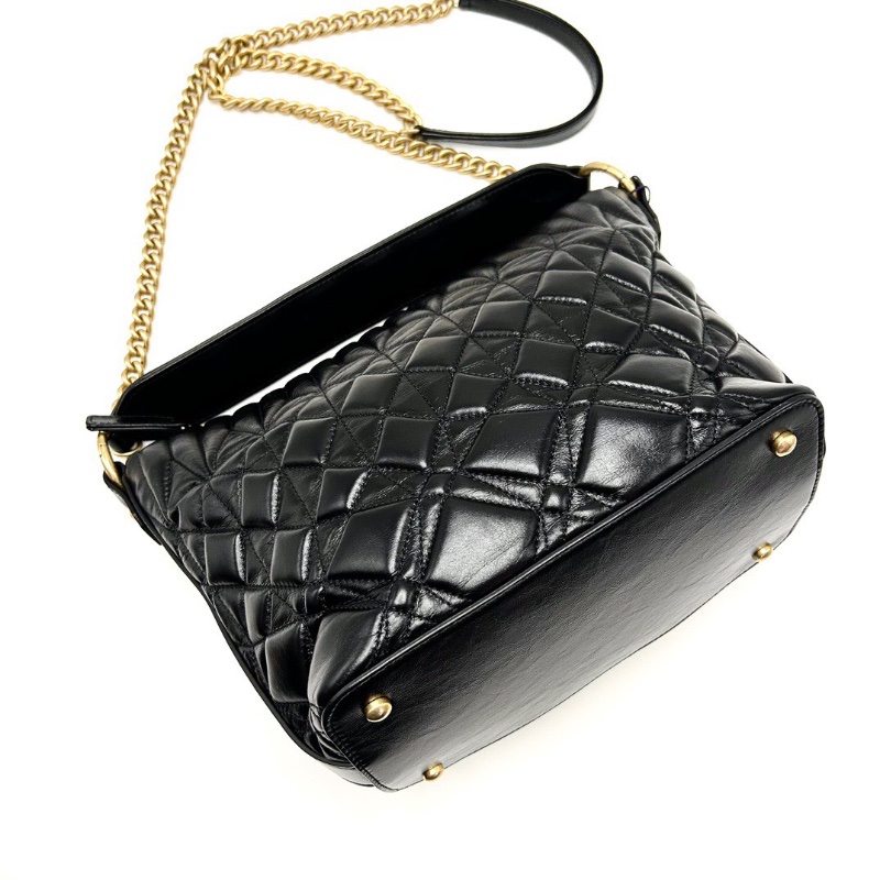 CHANEL黑金油蠟牛皮logo 手柄手提肩背水桶22*20*13 98新配件塵袋-3