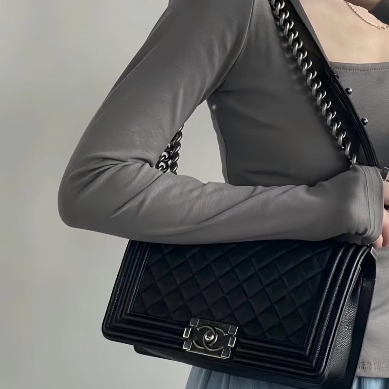 🈶購證 #櫃上在售2️⃣5️⃣萬 #全配割愛💔 香奈兒黑銀leboy25鏈條包 必收經典款🔥-1