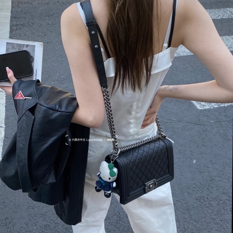 🈶購證 #櫃上在售2️⃣5️⃣萬 #全配割愛💔 香奈兒黑銀leboy25鏈條包 必收經典款🔥-3